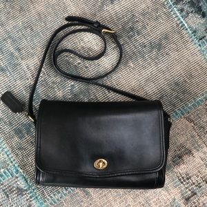 COACH Vintage City turnlock bag black leather made in USA VGUC